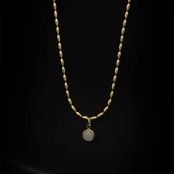 316L Stainless Steel Circular Mung Bean Pendant Ladies Necklace Fashion Exquisite Jewelry