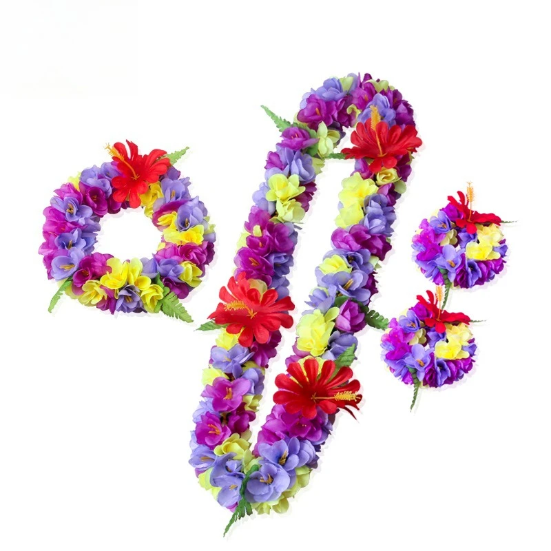 Nuova collana di fiori artificiali per adulti Set di ghirlande da 4 pezzi per viaggi in spiaggia e servizi fotografici