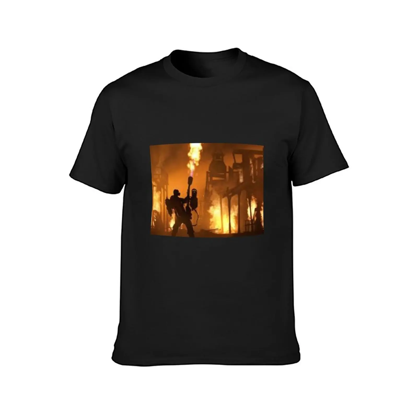 Team Fortress 2 Pyro Starting A Fire T-Shirt for a boy anime clothes summer tops Short sleeve tee men