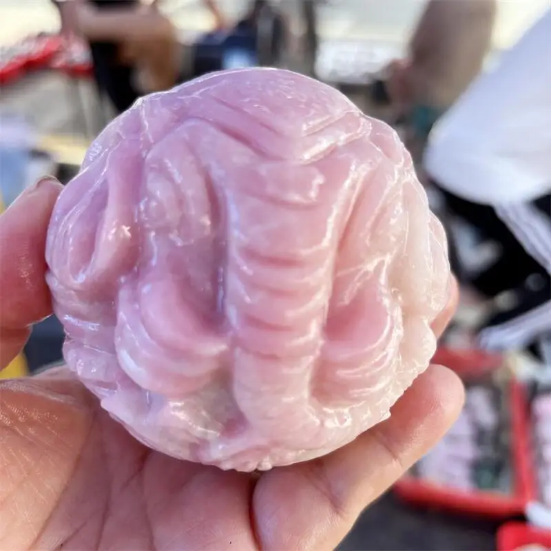 

Натуральный розовый опал Ганеша сфера резьба полирующий шар волшебный Рейки украшение дома комнаты праздничный подарок 1 шт.