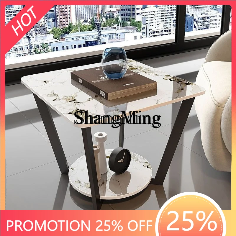 

ZYY new sofa side table light luxury minimalist square table bedside cabinet marble rock slab small coffee table