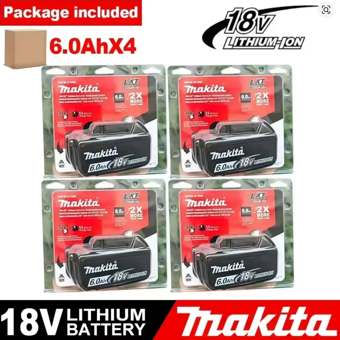 

100% Genuine 18V Makita 6Ah for Makita Battery BL1840 BL1830B BL1850B BL1850 BL1860 BL1815 Replacement Lithium Battery