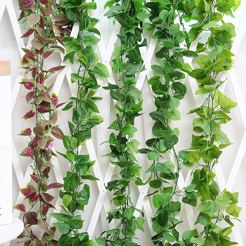 

120pcs Leaf 2.2M Artificial Leaf Grape leaves Creeper Ivy Vine Fake Garland Green Plants For Wedding Home Decor DIY Wall Hanging