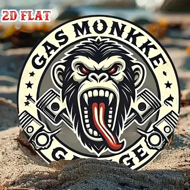 Vintage Round Metal Sign Gas Monkey Garage Car Angry Gorilla Tin Sign, Suit for Garage Bar Wall Decor Plaques Iron Plate Poster