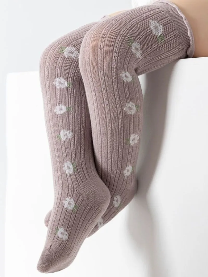 Calcetines de Algodón Peinado Premium para Bebé de 0 a 3 Meses, Calcetines Térmicos hasta la Rodilla, Ajuste Holgado, Sin Costuras, Sin Varillas