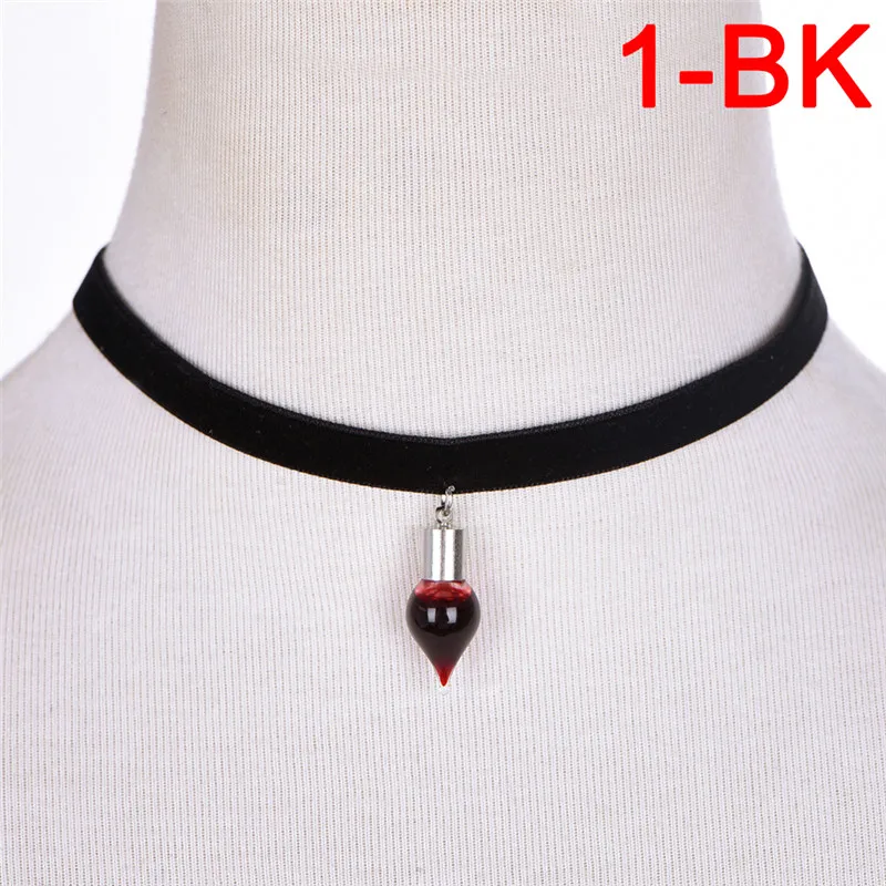 Vintage Vampire Diaries Pendant Black Lace Choker Necklace Blood Sucker Leech Blood Glass Bottles Necklaces Halloween Gifts