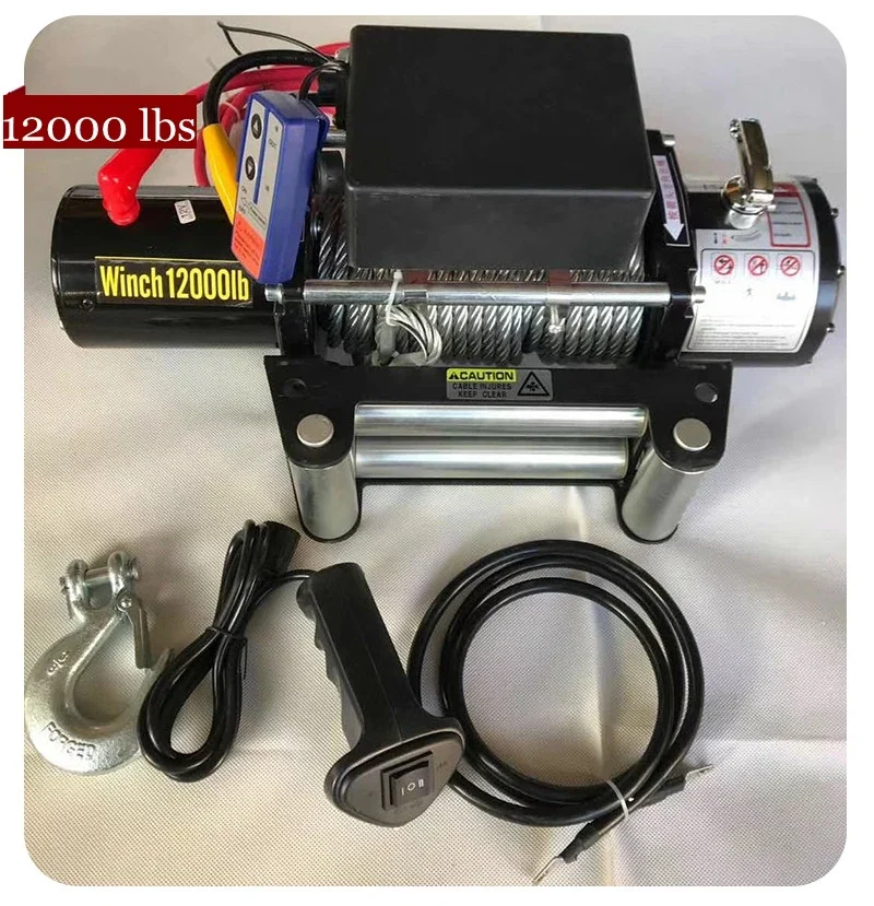 Электрическая лебедка zz, кабель 12000 фунтов, 24 м, с беспроводным пультом дистанционного управления для автомобиля, грузовика
