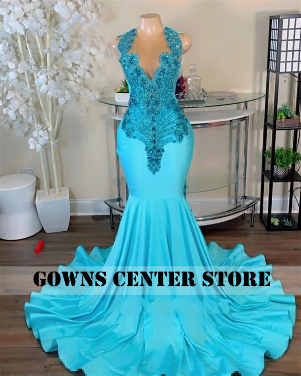 Amazing Malachite Blue Rhinestones Mermaid Long Prom Dress Blackgirls Afica Elegant Dress For Wedding Party Evening robe de gala