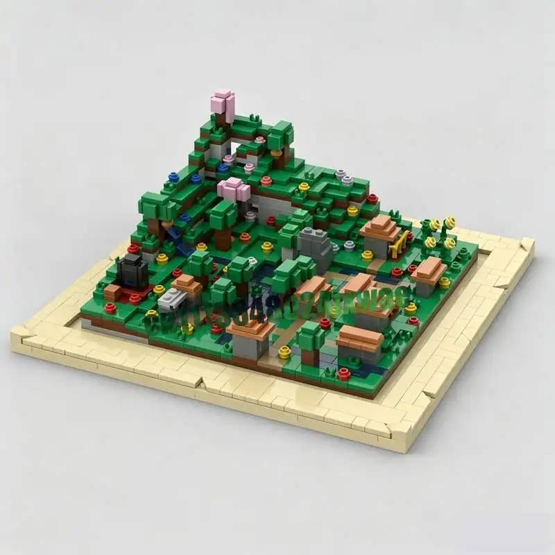 NEW 1442Parts 4x4 Micro Village With Map Base 1 MOC Model Custom Puzzle Architecture DIY Creative Assembly Building Blocks Gift
