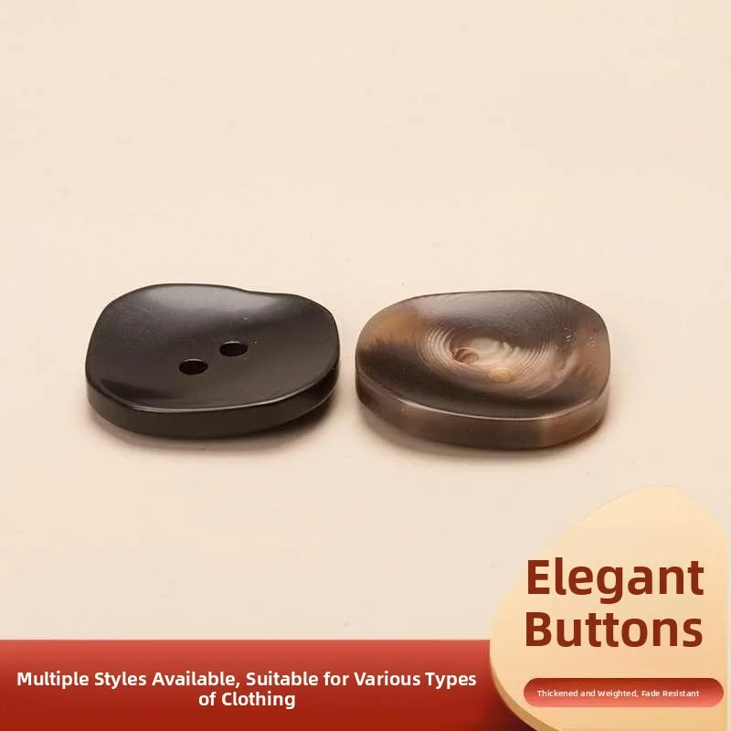 

Double-Sided Bla Button Irregular ape Vintage Coffee Color Two-Headed Curling Two-Hole Button Home Sewing DIY Accories