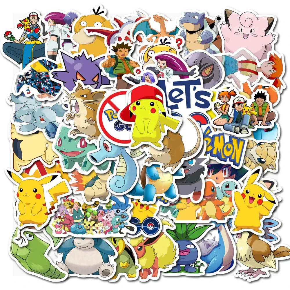 10/30/50 Uds. Pegatinas Kawaii de Pokemon Anime Pikachu, pegatinas de grafiti para bricolaje, casco de motocicleta, portátil, maleta, pegatinas impermeables de dibujos animados