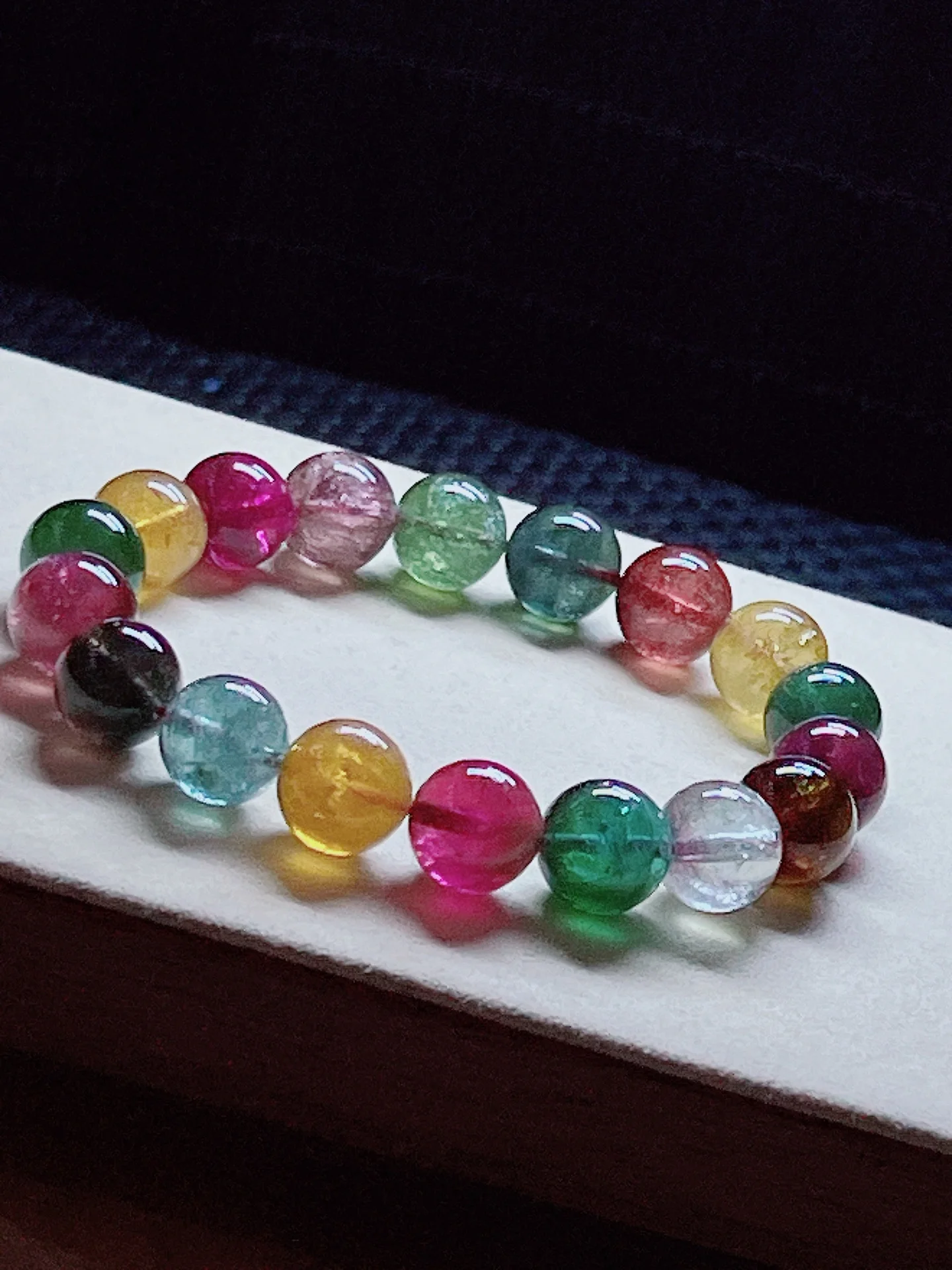 Natural Colorful Tourmaline Quartz Bracelet 11mm Red Tourmaline Women Men Crystal AAAAAAA