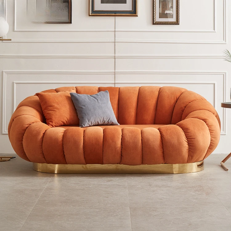 WISEMAX FURNITURE Teddy fabric living room furniture Cozy Pumpkin Shape Sofa Chairs Living Room Velvet Kids/Children