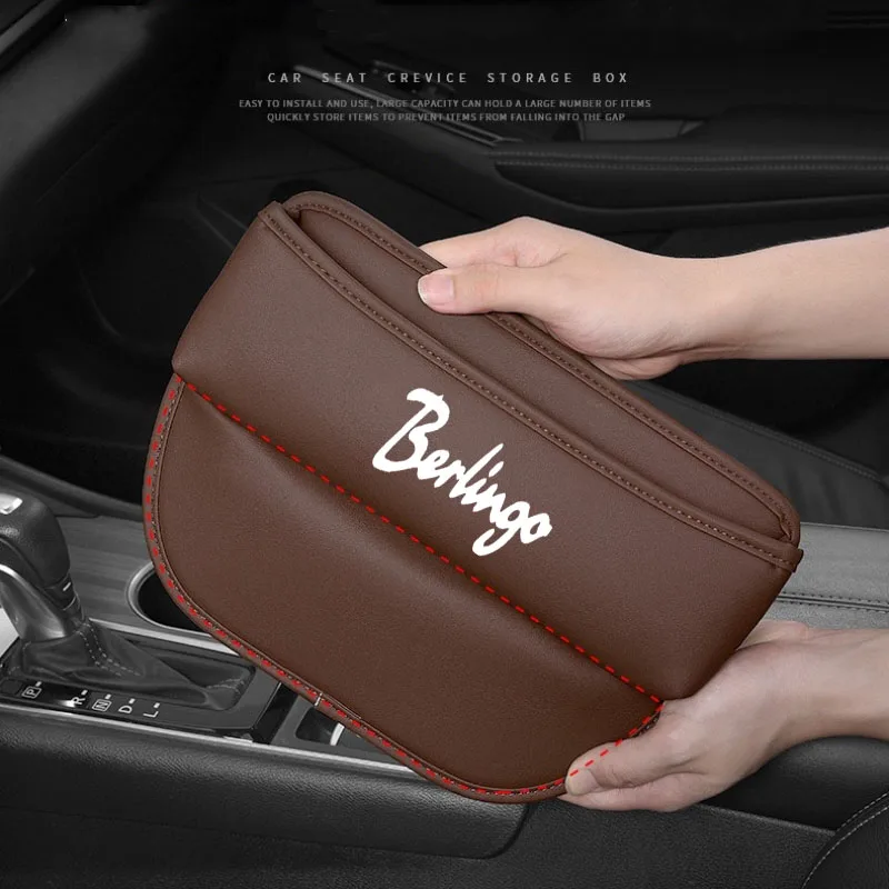 Boîte de rangement pour crevasses en cuir pour siège de voiture, Cristaux, Berlingo, Accessoires auto