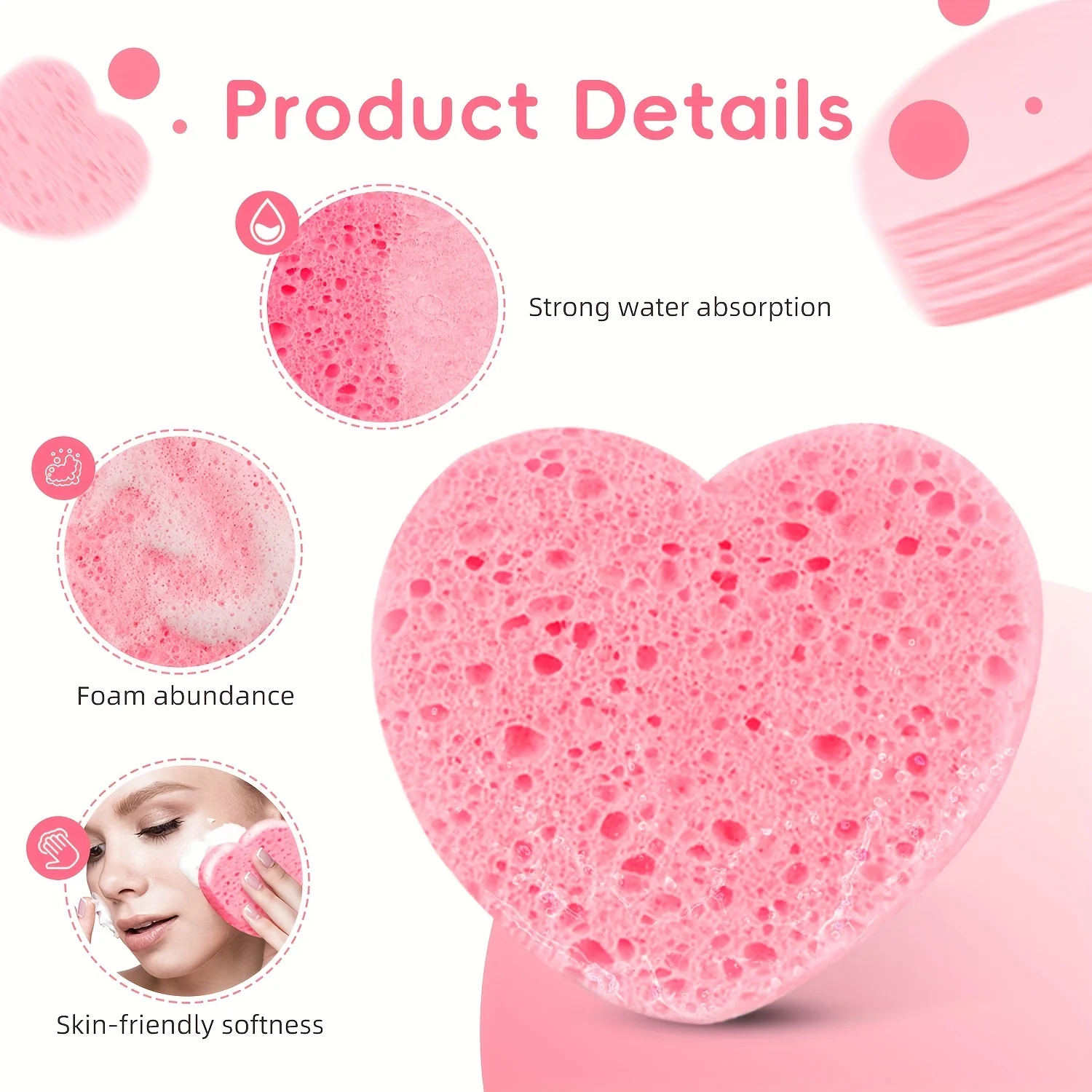 10 pçs esponjas faciais em forma de coração esponja facial comprimidanatural esponja de limpeza facial padclean reutilizável esfoliante cleansin