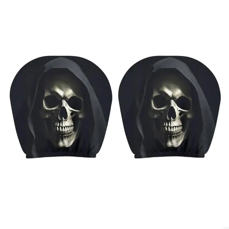  Humorous Headrest Protectors For Car Skull Face Theme Decors Polyester Fabric