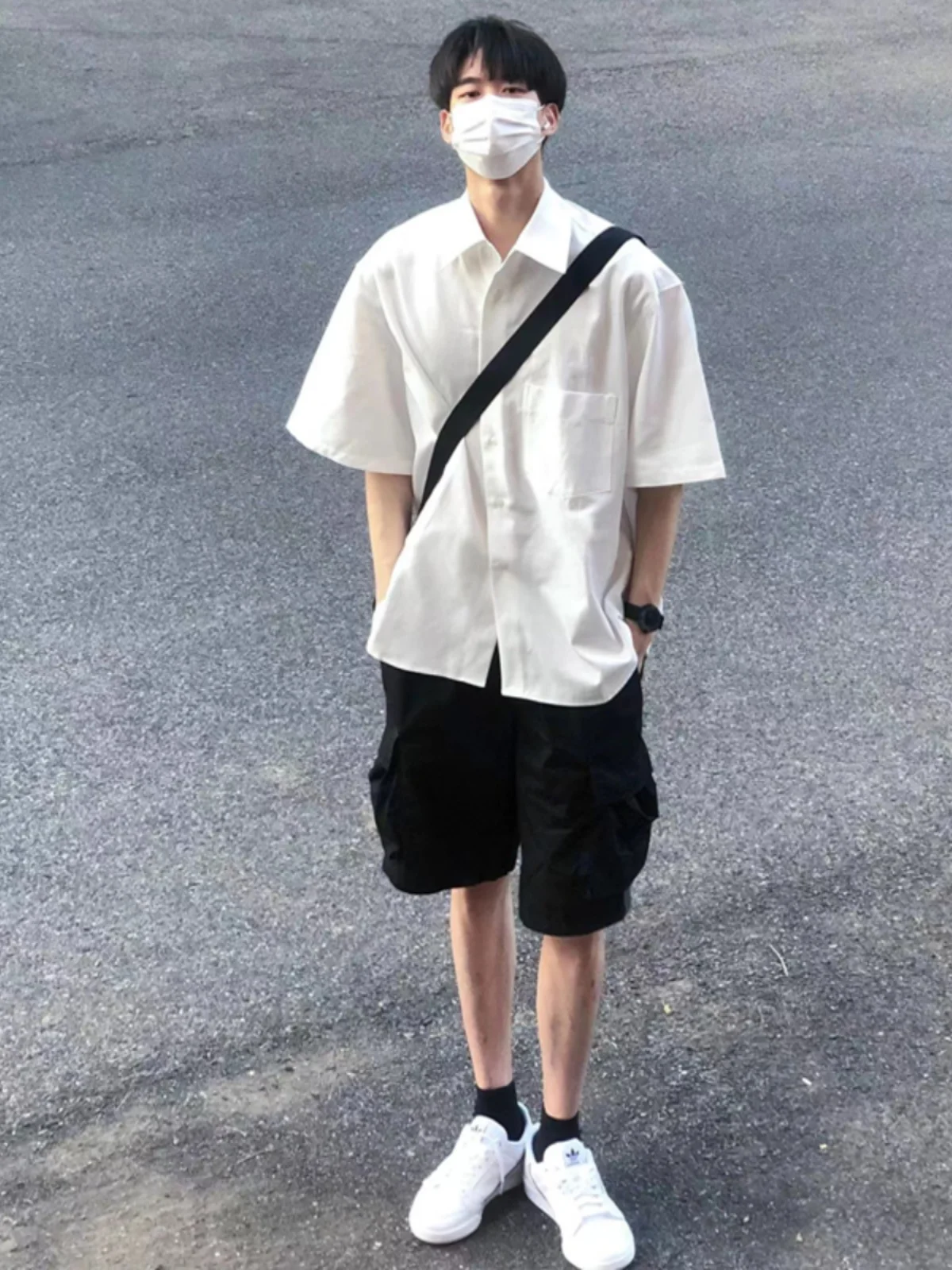 

Pure Cotton White Casual Shirt Men's Short Sleeve Loose Fit Summer Design High Fashion Brand Trendy Large Size Half Sleeve Shirt