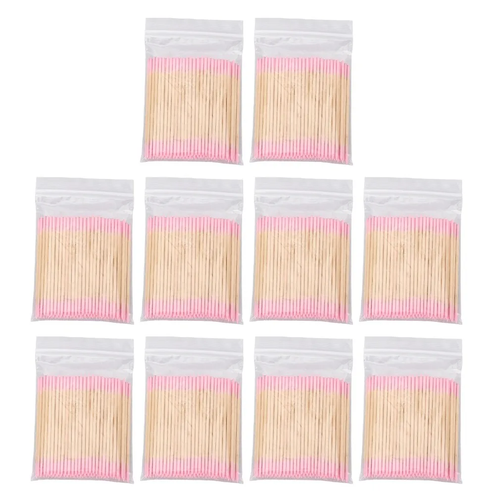 10 Bags Dual-End Pointed Double Pointed Cotton Swabs Wooden Stick Body Precision Tip Cleaning Swabs Manicure Cotton Stick