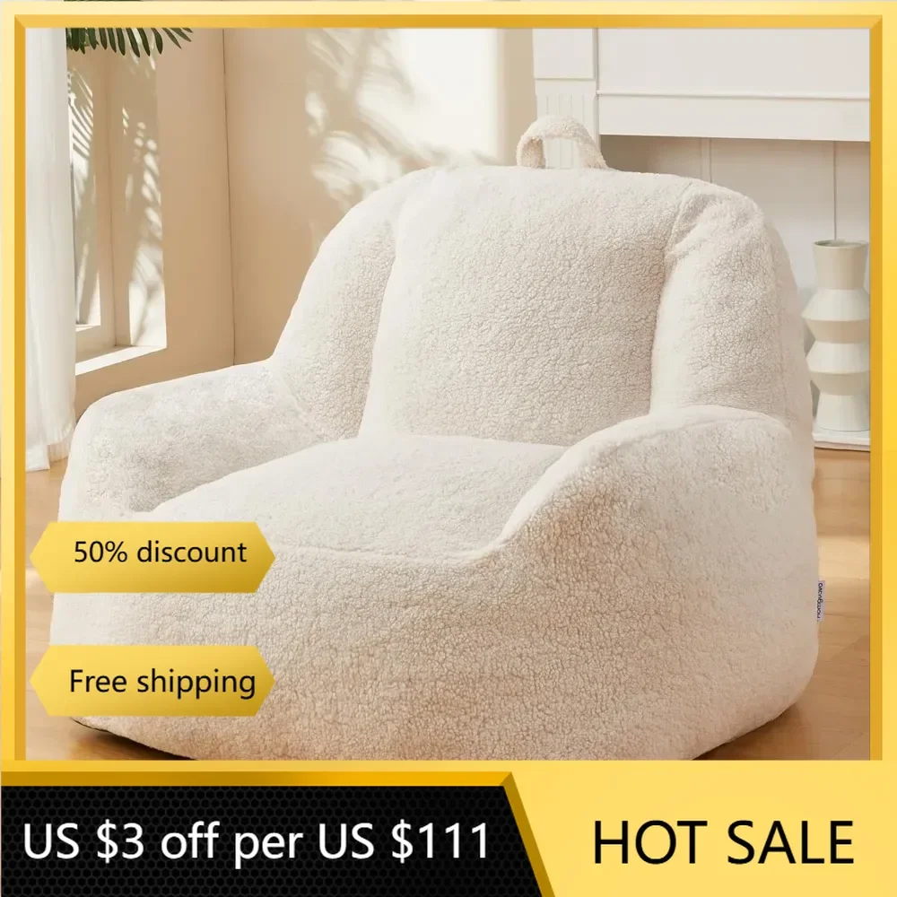 Bean Bag Chair Sherpa Bean Bag Lazy Sofa  for Adults with High Density Foam Filling Modern Accent Chairs Comfy Chairs