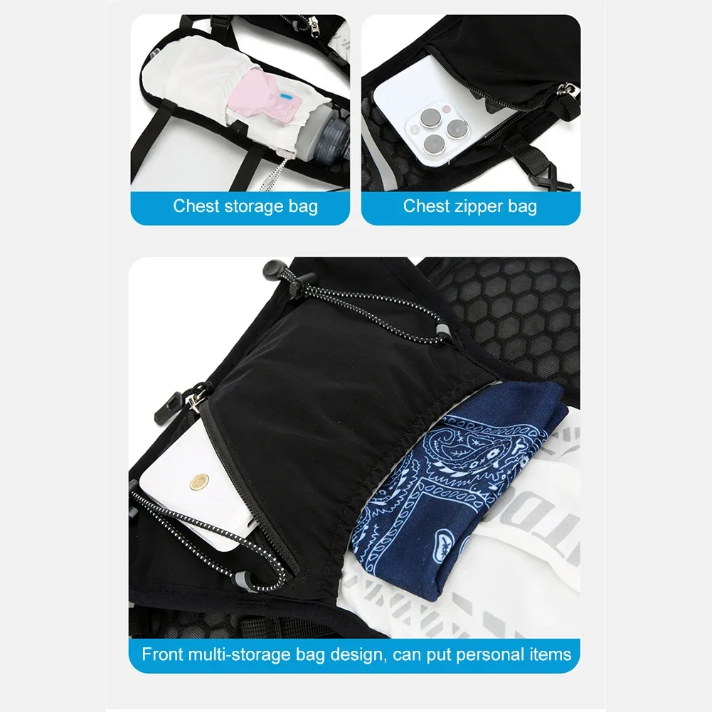 سترة جري مرطبة قابلة للتنفس خفيفة الوزن، عاكسة للضوء في الهواء الطلق، حزمة ترطيب لركوب الدراجات الماراثون #6