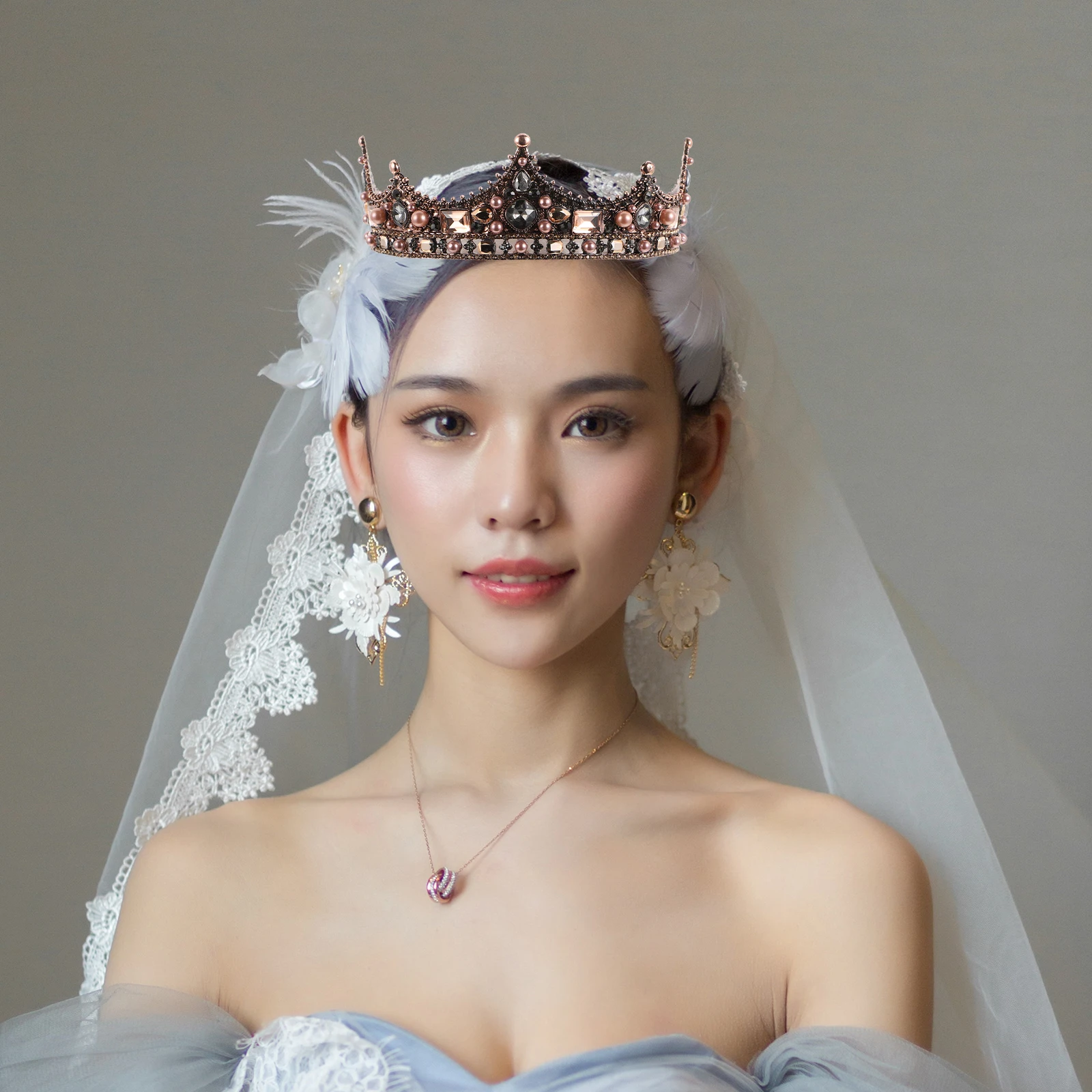 

1Pcs Vintage Bridal Crown Baroque Style Wedding Headdress Elegant Female Crown Bride Hair Decor Party Accessory