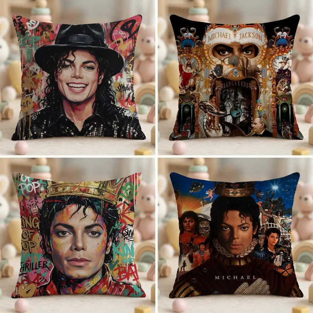 Singer Michael J-Jackson Iconic Cushion Cover Soft Plush Fabric Double-Sided Printed Pillowcase for All Seasons Home Decor