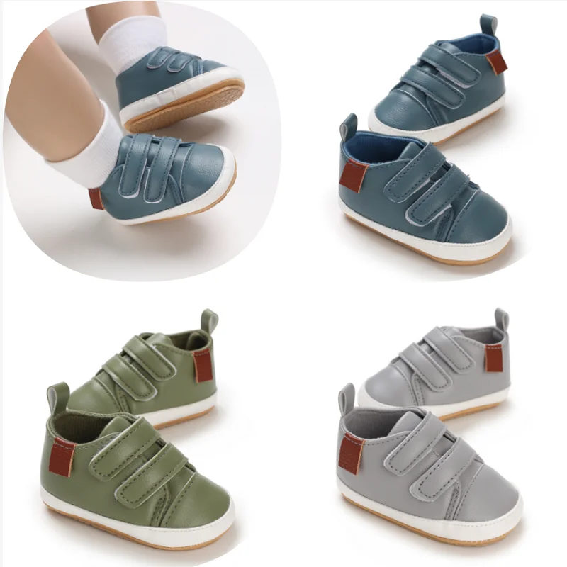 Newborn Baby Shoes Vintage Leather Boys' Shoes Multi color Preschool Children's Rubber Sports Sole Non slip First Walkers