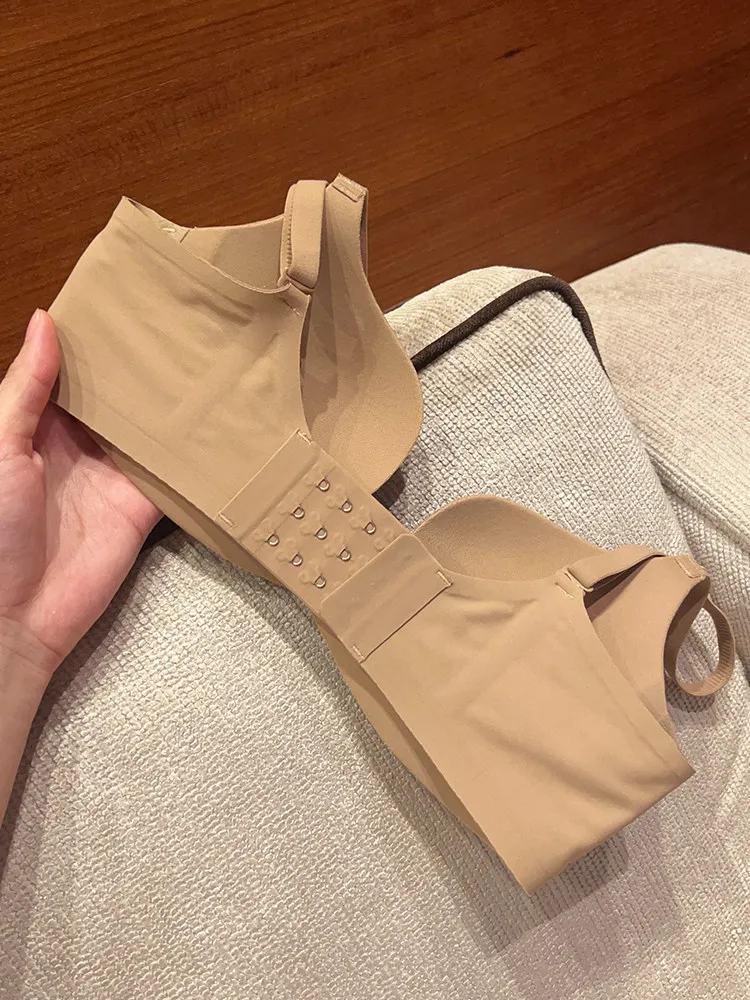 KUCLUT Half Cup Push Up Bra Invisible Look Small Bust Enhancing Round Shape Summer Thin Side Support Anti-Sag Soft Comfort