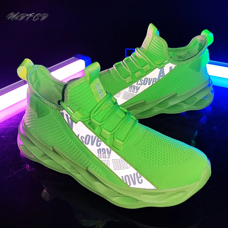 Running Sneakers Plus Size 44 45 46 Men Women Shoes Fashion Casual Knitting Mesh Breathable Height Increased Platform Gym Shoes
