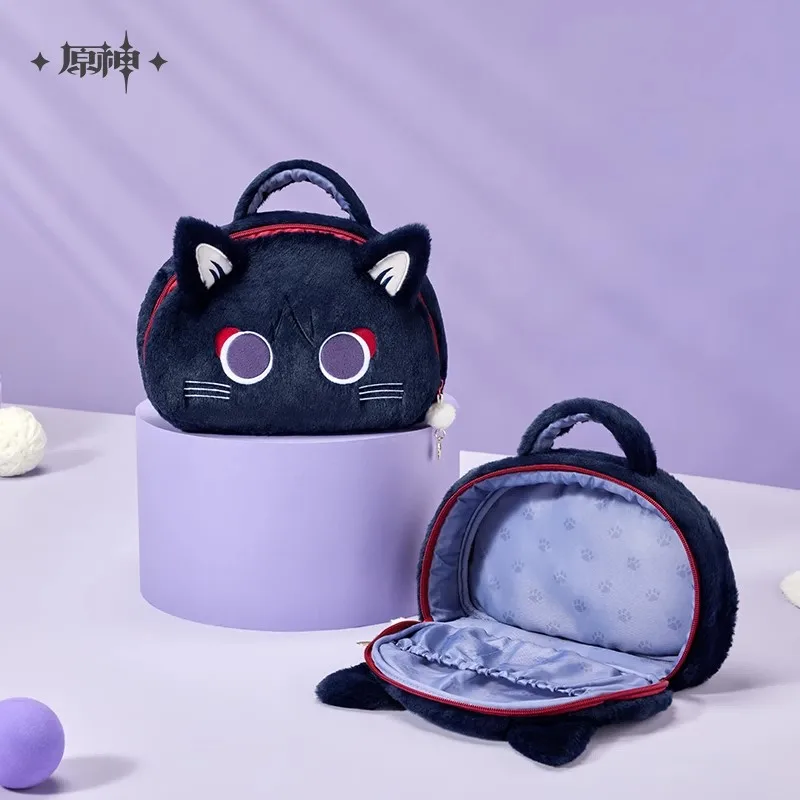 Genshin Impact-periféricos oficiales de Anime y juegos, serie Wanderer-Fairy-Tale Cat, bolsa de almacenamiento de felpa con bordado exquisito DIY