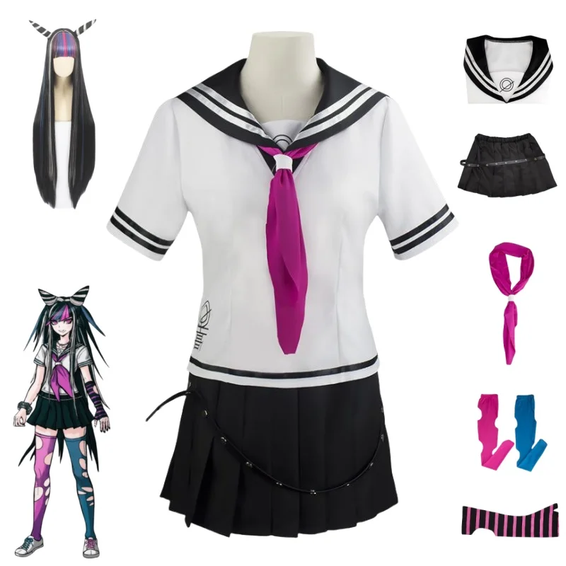 

Danganronpa Mioda Ibuki Anime Cosplay Costume Colorful Devil Horn Wig for Woman Halloween Carnival Costume Props