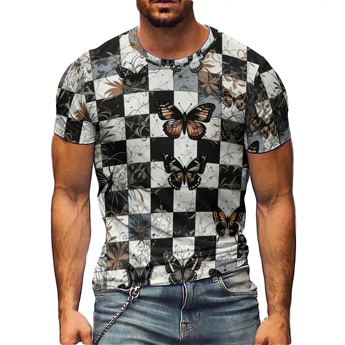 

Street Trend Men's 3D Printed Short Sleeve T-Shirt - Full-Body Print Design