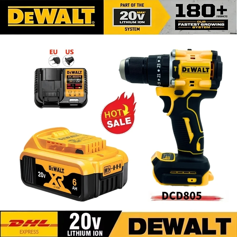 

Аккумуляторная ударная дрель-шуруповерт DEWALT DCD805 бесщеточная, компактная, 20В, с литиевой батареей и зарядным устройством