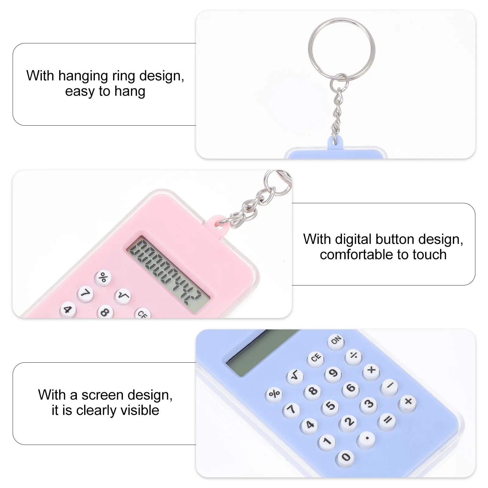 

2 Pcs Calculator Pendant Keychain Handbag Acrylic Pendent Cute Office Supplies