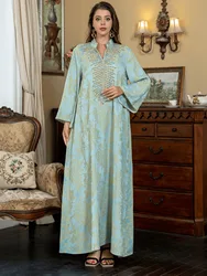 AB350Manufacture embroidery beaded Eid long dresses qatar muslim woman women dress top 2024