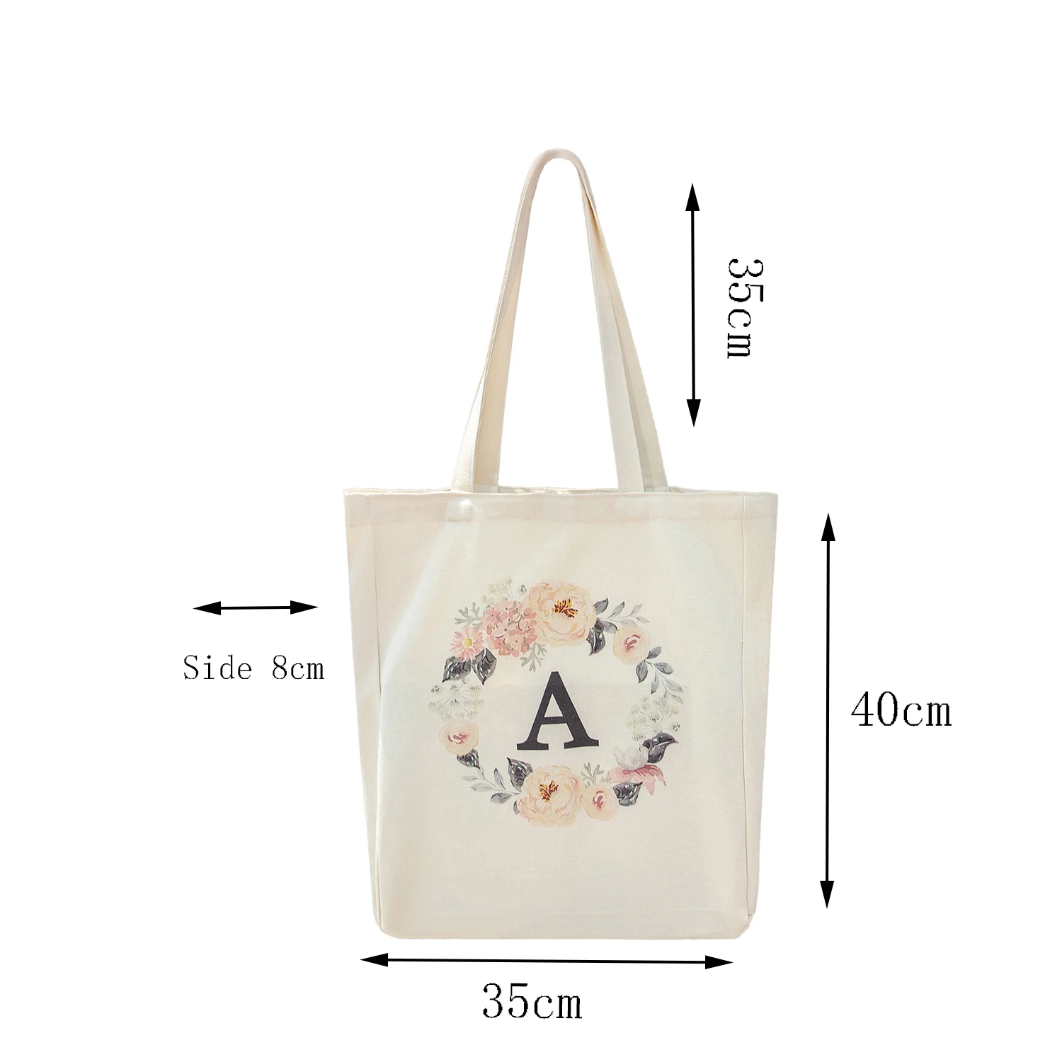 Canvas Shoulder Bag, A-Z 26 letters personalized gift bag, reusable eco-friendly shopping bag, tote bag，suitable for wedding