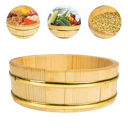Small Wooden Box Hangiri Wooden Sushi Rice Container Cooker Bowl Round Sushi Rice Container Mixing Tub Bucket Rice Container