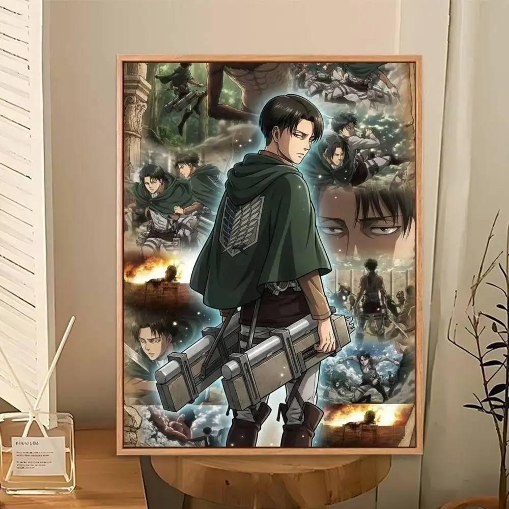 Attack on Titan Levi Ackerman Poster Perfect Space Sticker Self Adhesive for Office Home Theater Wall Art Decor Fancy Gift