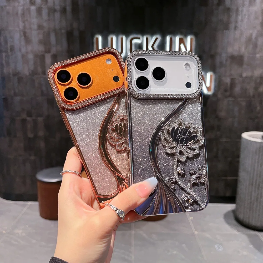 Luxuriöse und schillernde Strass-Glitzer-Handyhülle, für iPhone 17, 16, 15, 14, 13, Pro Max, iPhone Air Premium-Schutzhülle auf der Rückseite
