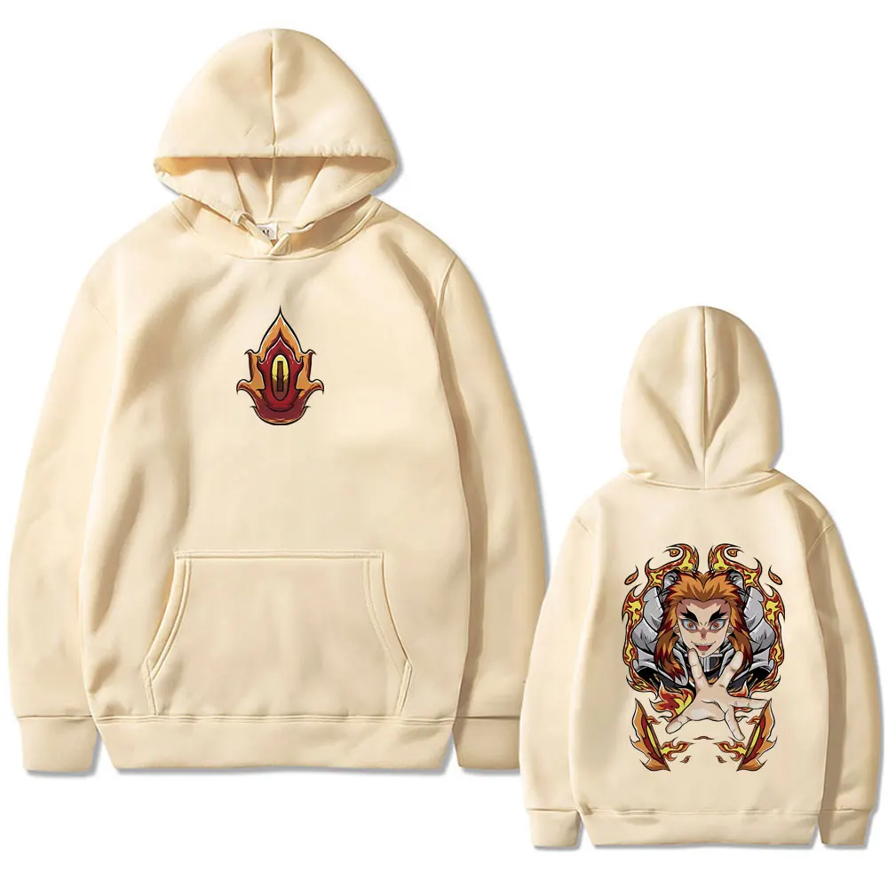 Anime Demon Slayer Rengoku Kyoujurou Hoodie Men Women Cartoon Oversized Hooded Tracksuit Male Fashion Casual Pullover Hoodies