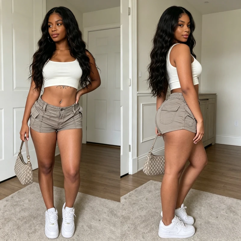 

Short Jeans Women Sexy Shorts Stretch Elastic Waist Skinny Washed Distressed Pockets Streetwear Vintage Denims Cargo Pants 2026