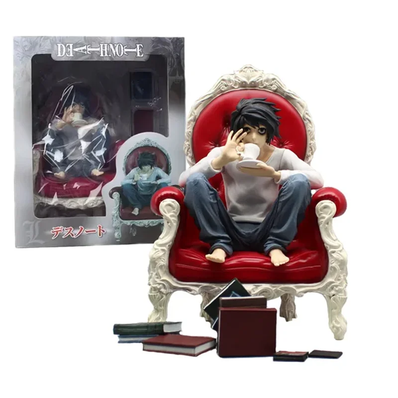 

24cm GK Death Note L Lawliet Anime Figure Coffee Watari & L Action Figure Light Yagami Figurine Adult Collectible Model Doll Toy