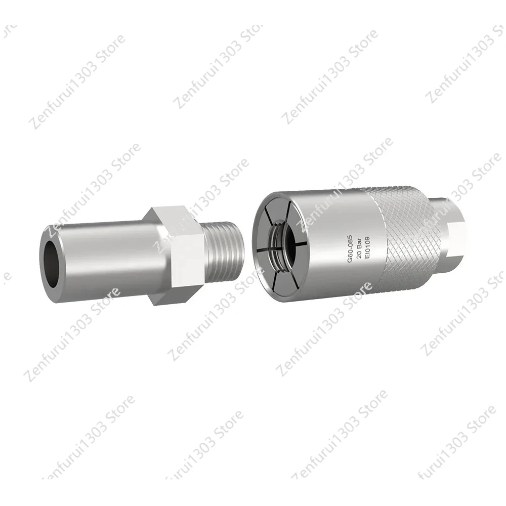 

G60 external thread connector push to connect onto the threads or fitting and pull sleeve to disconnect quick coupling