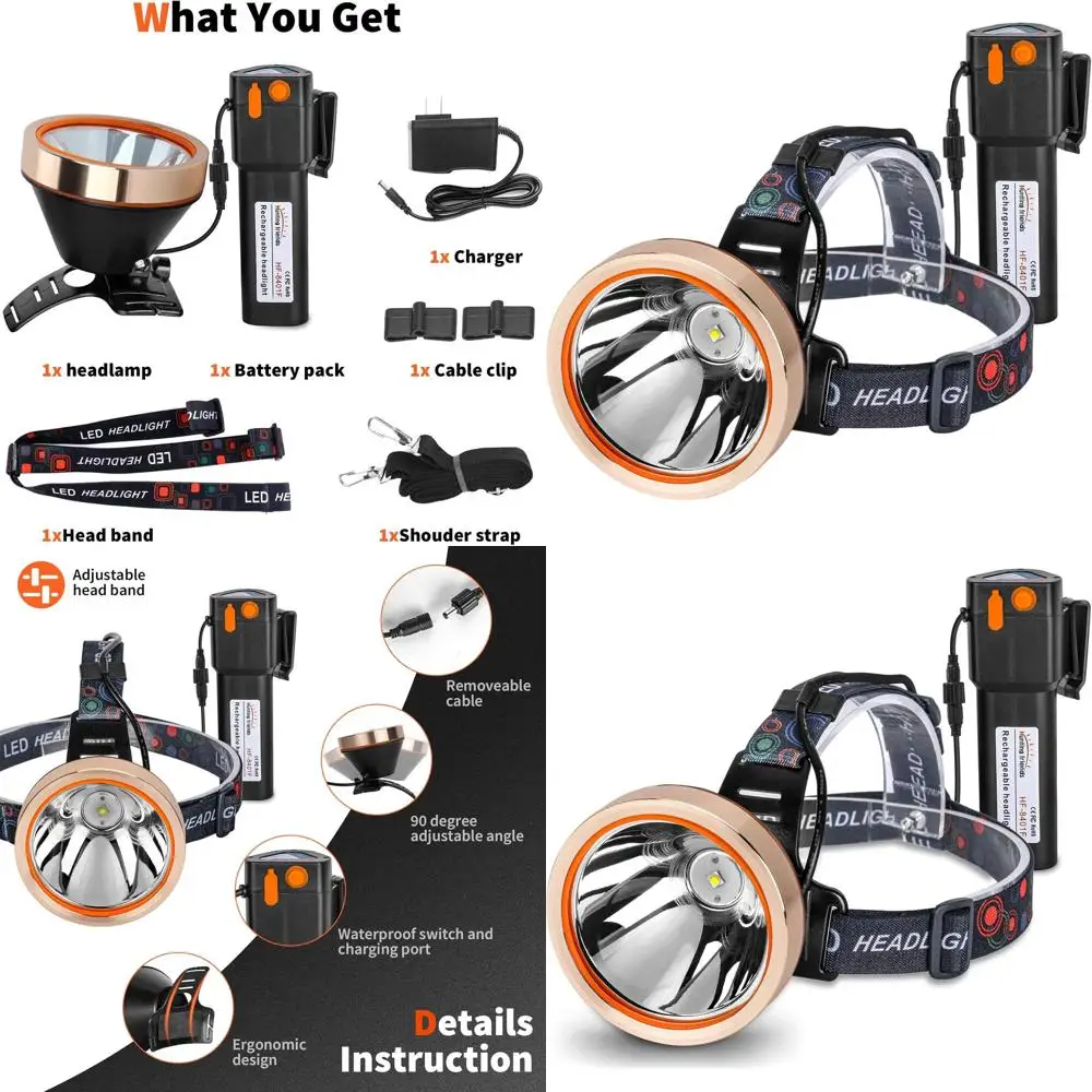 

Перезаряжаемый водонепроницаемый светодиодный фонарь - регулируемый налобный фонарь для активного отдыха и удобной носки