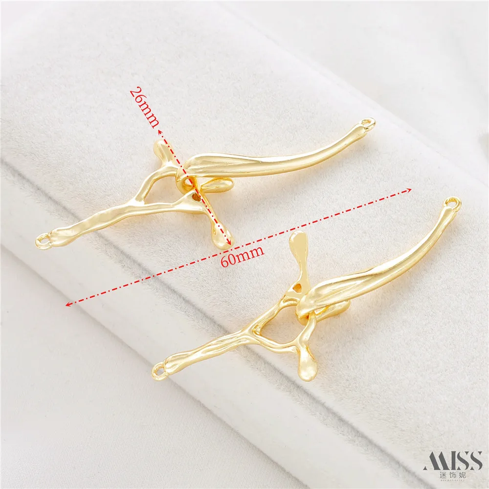 

14K Package Gold Colored Lava Hook Irregular Shaped Connection Buckle Pendant DIY Pearl Bracelet Necklace Accessories