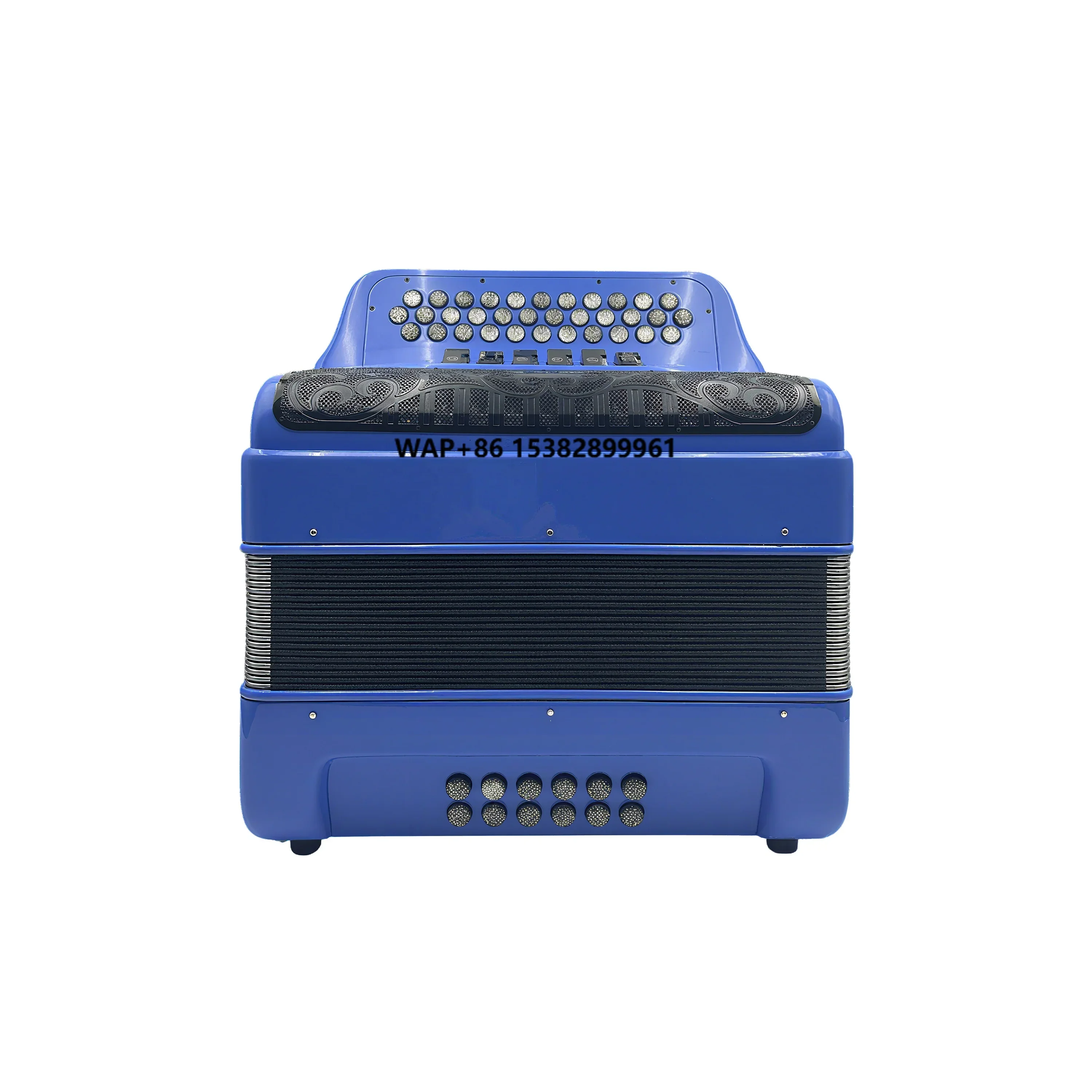 SEASOUND Professional 34-Button 12-Bass 6-Registers Royal Blue Accordion with Black Grill and Silver Buttons OEM JB3412E Model