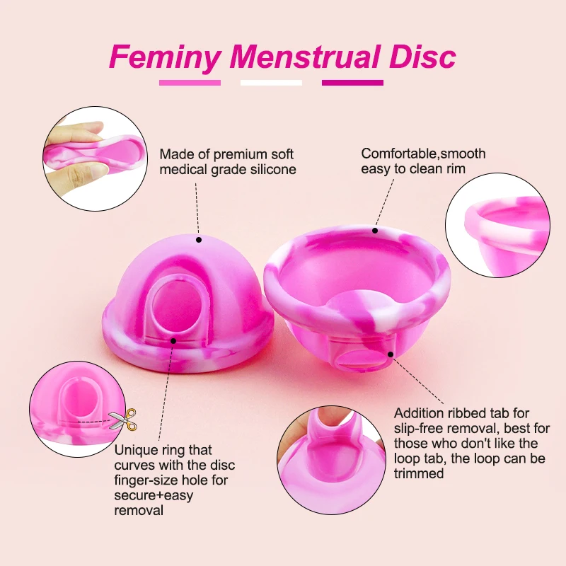 Feminy Menstrual Disc Kit Medical Grade Reusable Soft Silicone Period Disc with Sterilizer Case Applicator Leakproof Monthly Cup