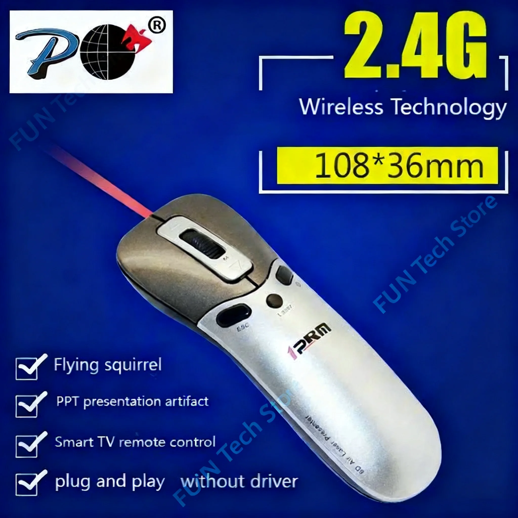 

2.4G Wireless Air Mouse With Laser Roller Smart Remote Control PPT Page Turning Pen Conference Speech Finger Mouse For Windows