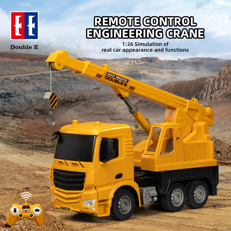 Double E 1/26 Rc Truck E586 10Ch Crawler Crane Engineering Car Elastyczny hak Podnośnik Pojazd zdalnie sterowany Zabawka elektryczna Prezent dla