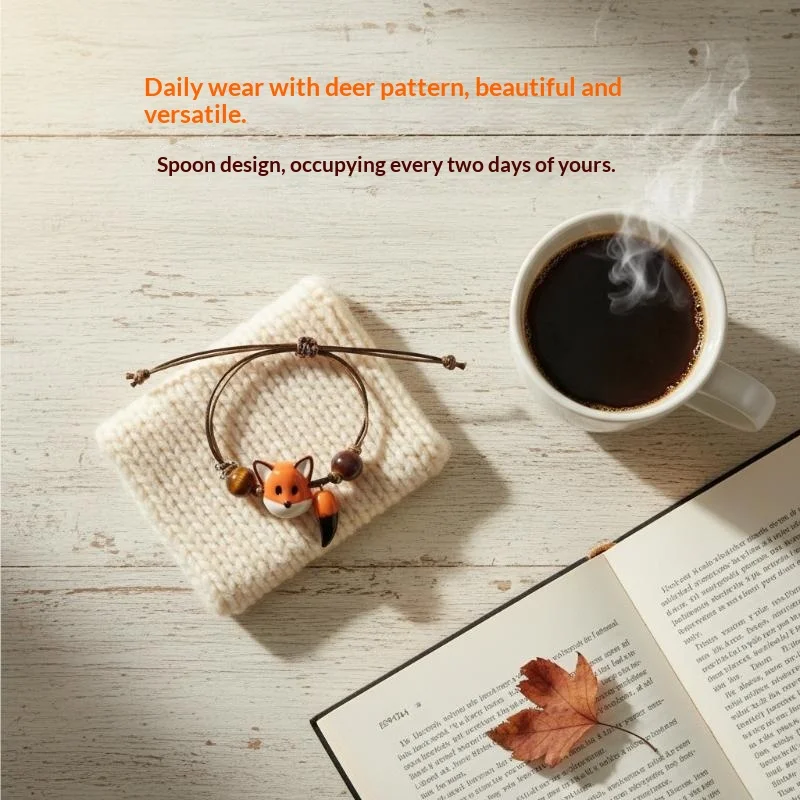 NEW 1/3/5Pcs Creative Animal-Shaped Handmade Cord Cute Little Fox Weaving Bracelet Unique Additions For Women's Daily Gift